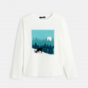 Okaidi T-shirt a motif paysage bleu fille