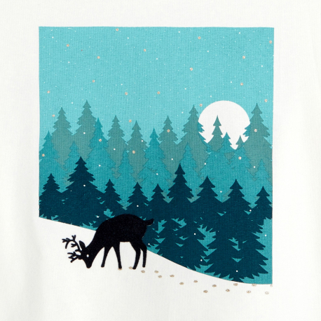 Okaidi T-shirt a motif paysage bleu fille