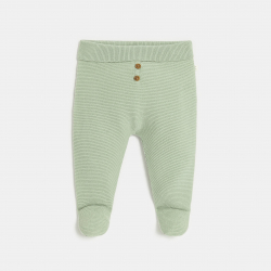 Obaibi Pantalon a pieds en maille vert naissance