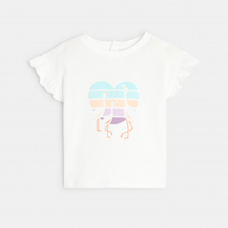 Obaibi Baby girl white heart flamingo T-shirt