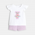 Obaibi Baby girl's koala T-shirt and purple shorts