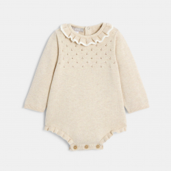 Obaibi Combi courte maille tricot beige bebe fille