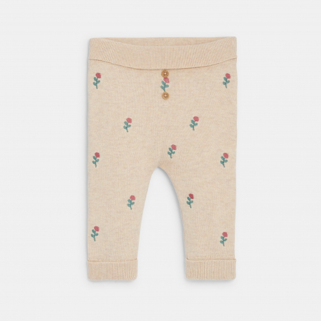 Obaibi Pull et pantalon maille tricot brodee rose bebe fille