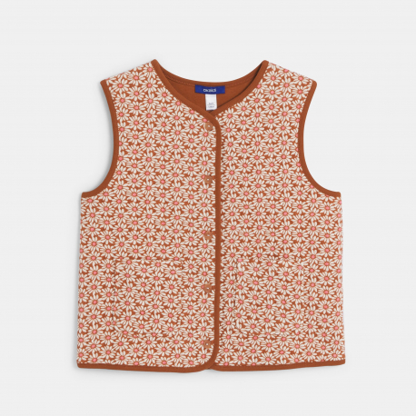 Okaidi Gilet sans manches motif fleur marron Fille