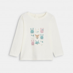 Obaibi T-shirt animaux blanc bebe fille