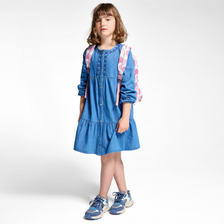 Okaidi Robe en jean brode bleu Fille