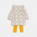 Obaibi Robe fleurie a volants et legging jaune bebe fille