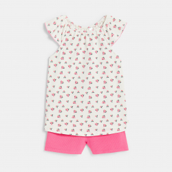 Okaidi Girl's pink floral pyjama shorts