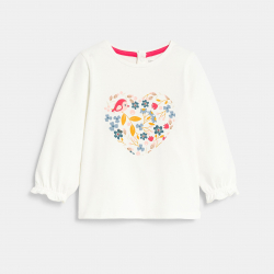 Obaibi T-shirt c?ur fleuri blanc bebe fille