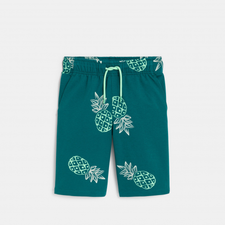 Okaidi Boy&#039;s blue shark print brushed cotton Bermuda shorts