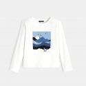 Okaidi T-shirt a motif paysage bleu fille