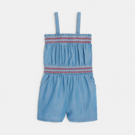 Okaidi Combishort enn denim light bleu Fille