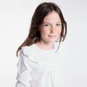 Okaidi Blouse volantee en gaze de coton blanc Fille