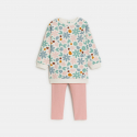 Obaibi Pull fleuri molleton et legging rose bebe fille