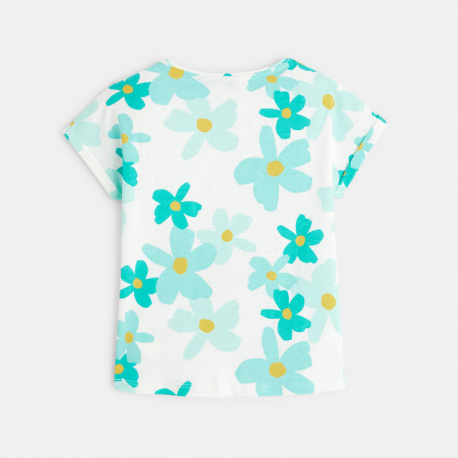 Okaidi T-shirt grandes fleurs vert fille