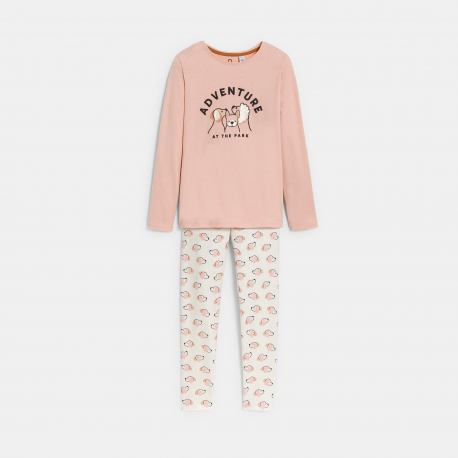 Okaidi Pyjama 2 pieces en jersey motif chien rose Fille