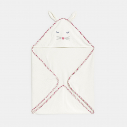 Obaibi Cape de bain eponge et popeline lapin blanc bebe mixte