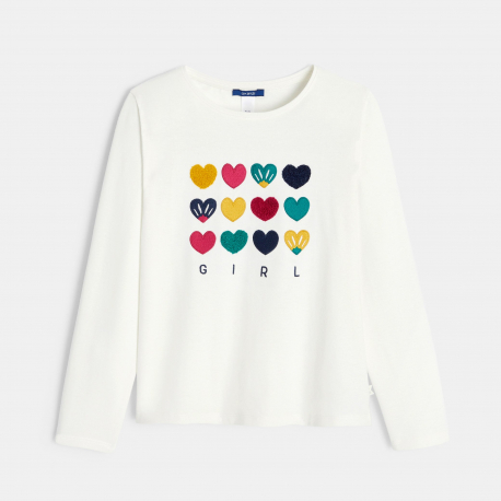 Okaidi T-shirt motif c?ur blanc Fille