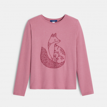 Okaidi T-shirt manches longues motif oiseau  rose Fille