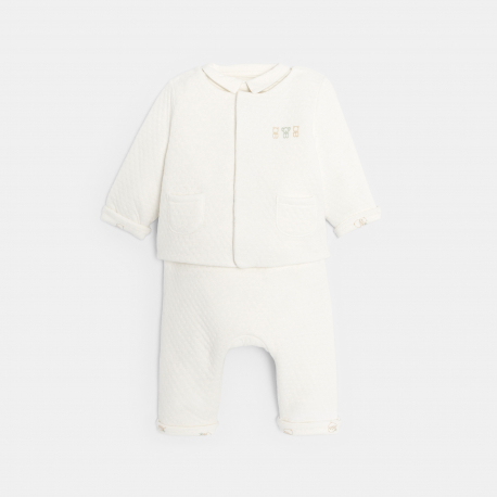 Obaibi Veste matelassee et pantalon reversibles avec body blanc bebe mixte