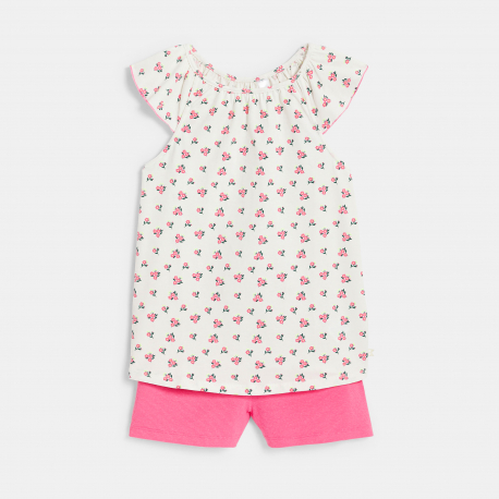 Okaidi Girl&#039;s pink floral pyjama shorts