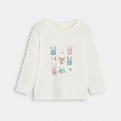 Obaibi T-shirt animaux blanc bebe fille