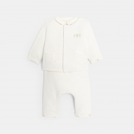 Obaibi Veste matelassee et pantalon reversibles avec body blanc bebe mixte