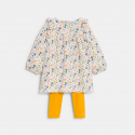 Obaibi Robe fleurie a volants et legging jaune bebe fille