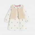 Obaibi Robe velours roses et gilet sherpa blanc bebe fille