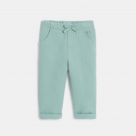 Obaibi Pantalon molleton effet pique blanc bebe fille