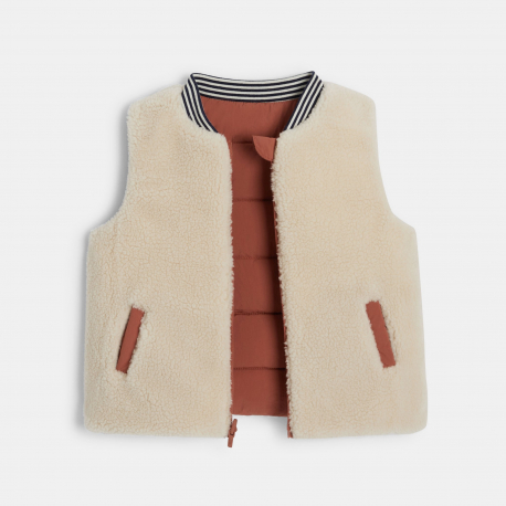 Obaibi Gilet matelasse reversible a poches marron bebe garcon