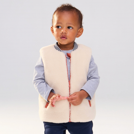 Obaibi Gilet matelasse reversible a poches marron bebe garcon