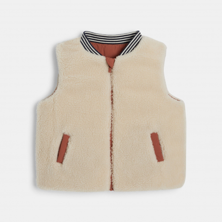 Obaibi Gilet matelasse reversible a poches marron bebe garcon