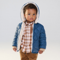 Obaibi Manteau reversible matelasse double sherpa bleu bebe garcon