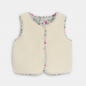 Obaibi Gilet sans manches reversible sherpa fleuri blanc bebe fille