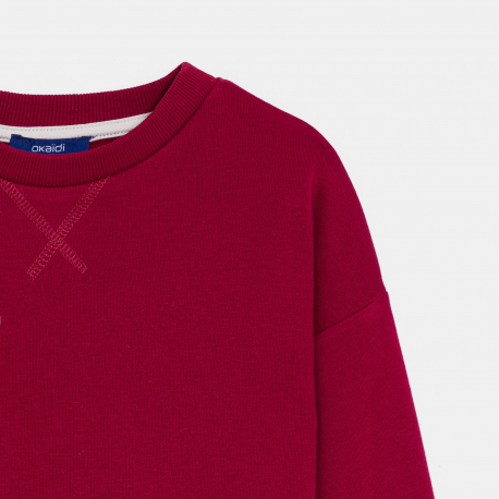 Okaidi Sweat-shirt uni rouge fonce Garcon