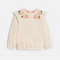 Obaibi Sweat molleton fleuri a volants rose bebe fille