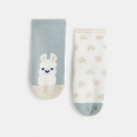 Obaibi Chaussettes antiglisse lapin bleu bebe fille (lot de 2)