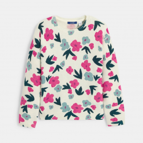 Okaidi Pull en tricot imprime leopard rose Fille