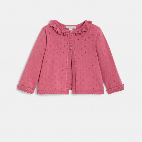 Obaibi Gilet maille tricot fantaisie rose bebe fille