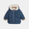 Obaibi Manteau reversible matelasse double sherpa bleu bebe garcon