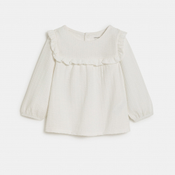 Obaibi Blouse fantaisie a volants fleurie gris bebe fille