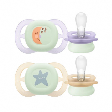 Πιπίλες νυκτός Philips Avent Ultra Start Nighttime 0-2m, σετ των 2 - SCF075/07