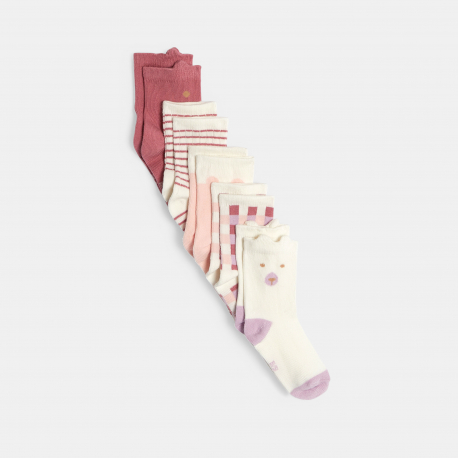 Obaibi Chaussettes ours rose bebe fille (lot de 5)