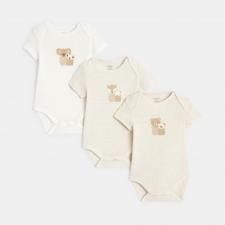 Obaibi Body manches courtes col us beige bebe mixte (lot de 3)