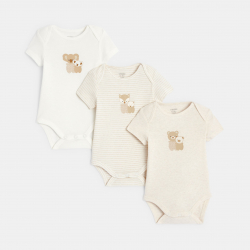 Obaibi Body manches courtes col us beige bebe mixte (lot de 3)