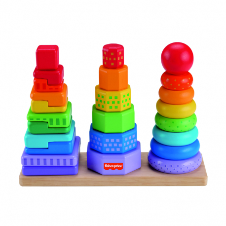 Ξύλινες πυραμίδες με πολύχρωμα σχήματα Fisher-Price®