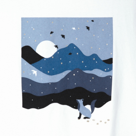 Okaidi T-shirt a motif paysage bleu fille