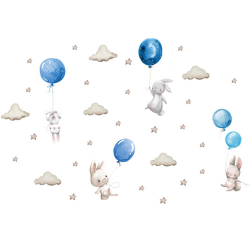 Αυτοκόλλητο τοίχου SIPO Bunny Balloons Blue