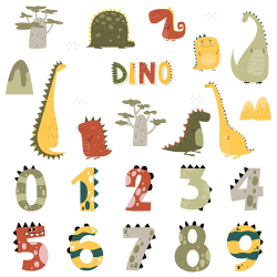 Αυτοκόλλητα τοίχου SIPO Dino Numbers